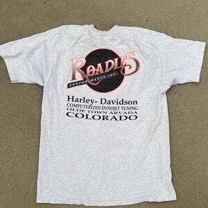 Harley Davidson T Shirt Mens USA 1997 Lofteez Biker Tech Size Large Roadies Grey